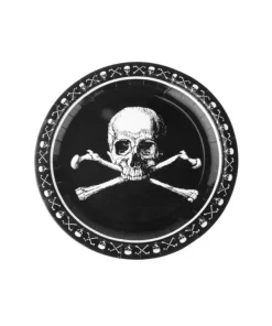 ESPA - Funny Fashion 8 Assiettes En Carton Pirate, Noir Et Blanc