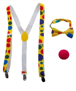 Accessoires De Clown (bretelles, Nœud-papillon Et Nez Rouge)