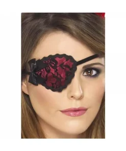 Smiffys Cache-oeil Pirate Femme Rouge Dentelle