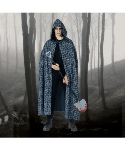Cape Faucheuse Avec Capuche Adulte, Crânes Imprimés