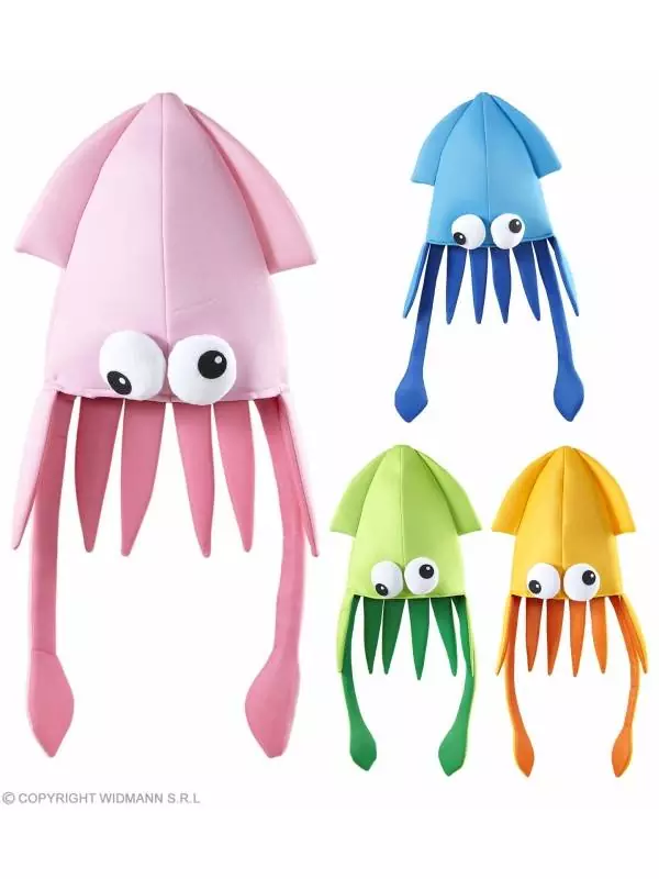 WIDMANN Chapeau Calamar Géant 4 Couleurs Assorties 1 WIDMANN Chapeau Calamar Géant 4 Couleurs Assorties
