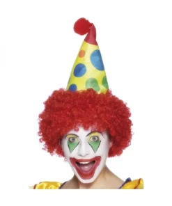 Smiffys Chapeau De Clown En Tissu Avec Cheveux Rouges Et Pompon