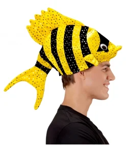 WIDMANN Chapeau Poisson Tropical Jaune Et Noir - Adulte