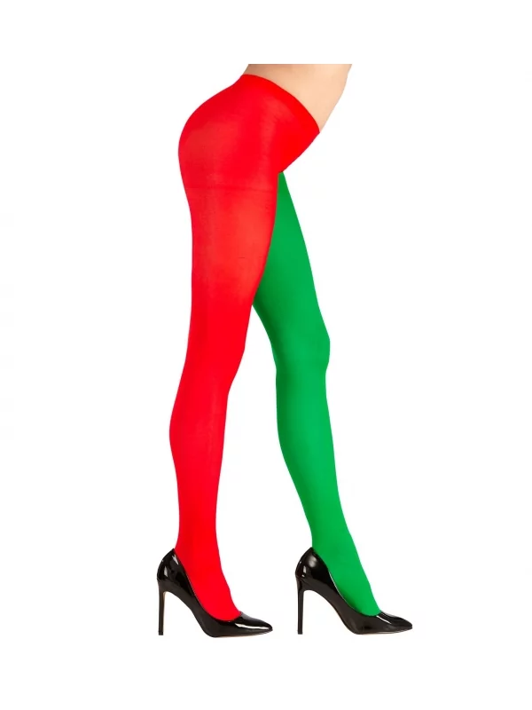 WIDMANN Collant Rouge Et Vert Pour Adulte 2 WIDMANN Collant Rouge Et Vert Pour Adulte – Image 2