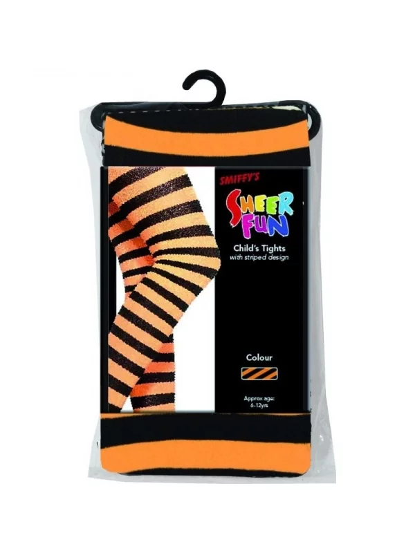 Smiffys Collants Sorcière Enfant Orange/noir 8/12 Ans 2 Smiffys Collants Sorcière Enfant Orange/noir 8/12 Ans – Image 2