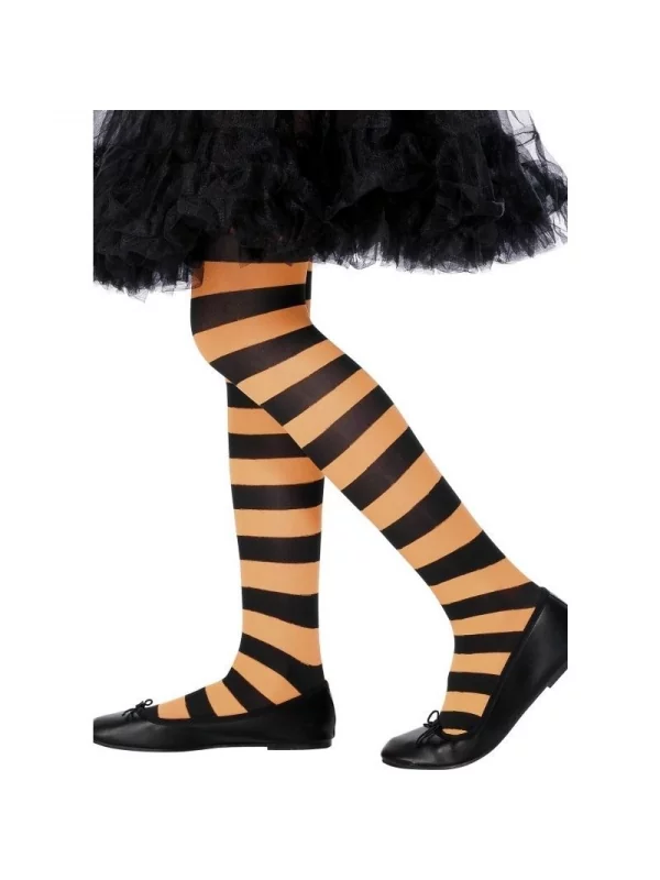 Smiffys Collants Sorcière Enfant Orange/noir 8/12 Ans 1 Smiffys Collants Sorcière Enfant Orange/noir 8/12 Ans