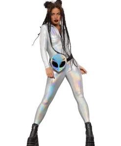 Smiffys Combinaison Holographique Miss Whiplash Fever, Zippée