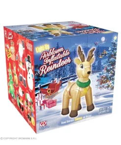 WIDMANN Décoration Renne De Noël Gonflable, Lumineux Avec Ventilateur - 122 Cm - -Mon deguisement Magasin decoration renne de noel gonflable lumineux avec ventilateur 122 cm 1 2
