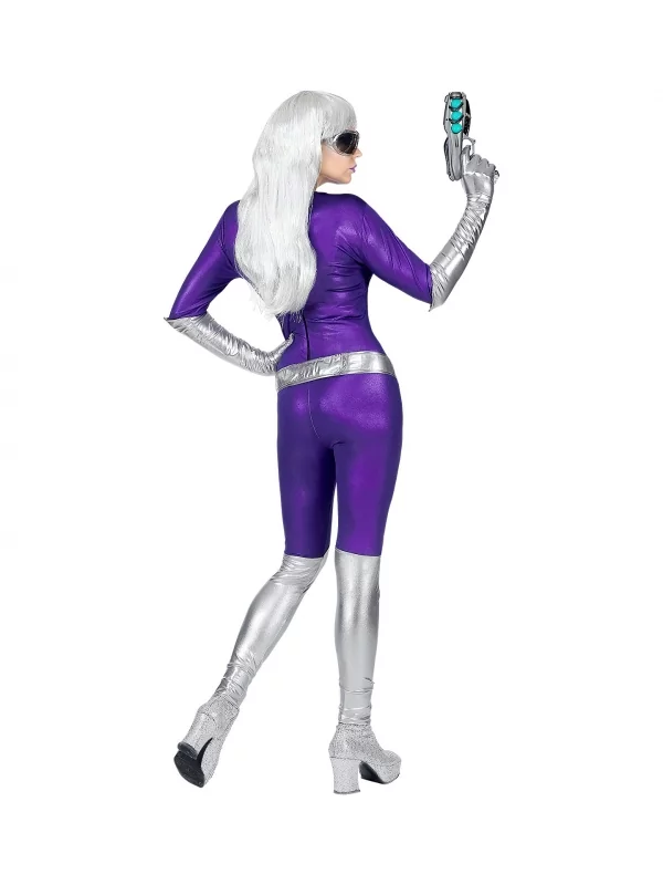 WIDMANN Déguisement Alien Femme Violet Et Argent (combinaison, Ceinture, Gants) 3 WIDMANN Déguisement Alien Femme Violet Et Argent (combinaison, Ceinture, Gants) – Image 3