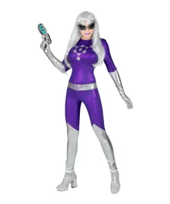 WIDMANN Déguisement Alien Femme Violet Et Argent (combinaison, Ceinture, Gants)