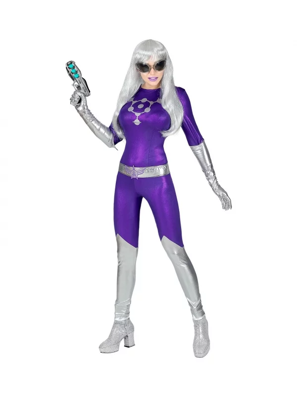 WIDMANN Déguisement Alien Femme Violet Et Argent (combinaison, Ceinture, Gants) 1 WIDMANN Déguisement Alien Femme Violet Et Argent (combinaison, Ceinture, Gants)