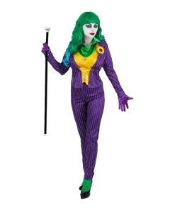 WIDMANN Déguisement Clown Maléfique Femme Violet Et Jaune (veste Avec Chemise Et Gilet, Pantalon, Gants)