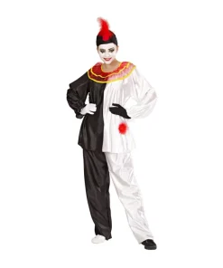 WIDMANN Déguisement De Pierrot Noir Et Blanc Femme (casaque Avec Collar, Pantalon, Bonnet)