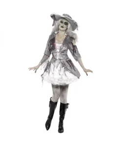 Smiffys Déguisement Fantôme Pirate Femme Gris Et Blanc (robe & Chapeau)