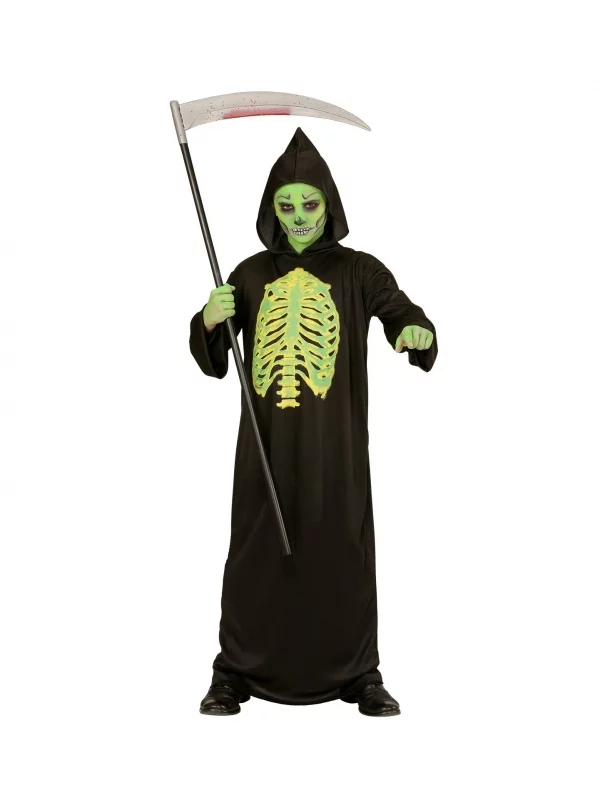WIDMANN Déguisement Fantôme Toxique Noir Et Vert Enfant (tunique à Capuche) 2 WIDMANN Déguisement Fantôme Toxique Noir Et Vert Enfant (tunique à Capuche) – Image 2