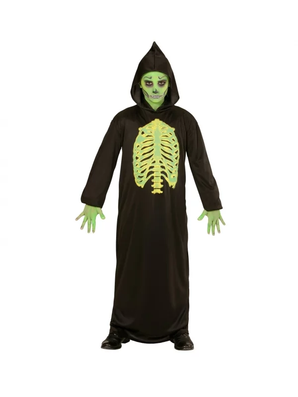 WIDMANN Déguisement Fantôme Toxique Noir Et Vert Enfant (tunique à Capuche) 1 WIDMANN Déguisement Fantôme Toxique Noir Et Vert Enfant (tunique à Capuche)