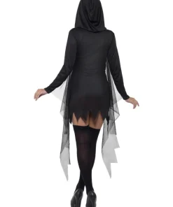 Smiffys Déguisement Femme Faucheuse Sexy (robe Noire, Courte Avec Capuche) -Mon deguisement Magasin deguisement femme faucheuse sexy robe noire courte avec capuche 3