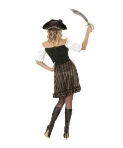 WIDMANN Déguisement Femme Pirate, Capitaine (robe Avec Corset, Chapeau Avec Plumes) -Mon deguisement Magasin deguisement femme pirate capitaine robe avec corset chapeau avec plumes 2