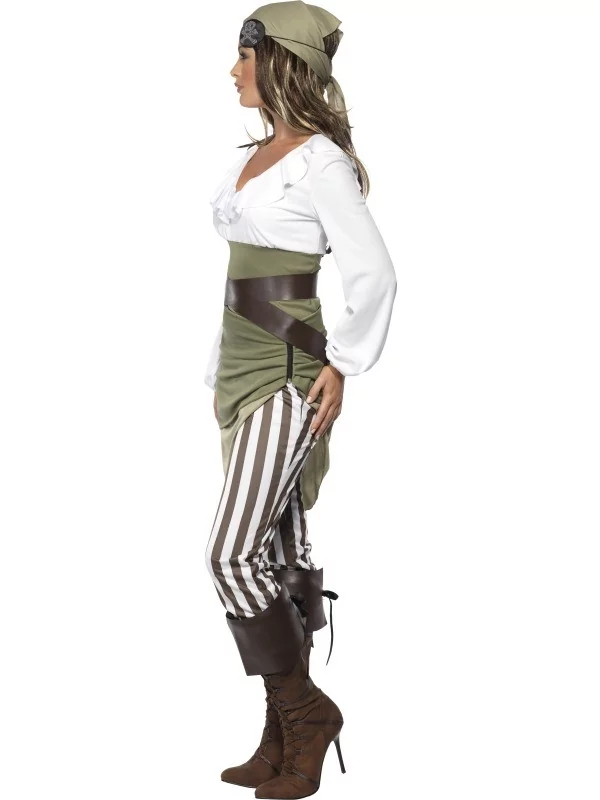 Smiffys Déguisement Femme Pirate (haut, Jupe, Collant, Bandana, Ceinture Et Sur-chausse 2 Smiffys Déguisement Femme Pirate (haut, Jupe, Collant, Bandana, Ceinture Et Sur-chausse – Image 2