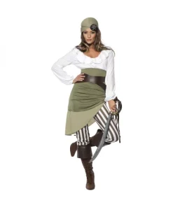 Smiffys Déguisement Femme Pirate (haut, Jupe, Collant, Bandana, Ceinture Et Sur-chausse