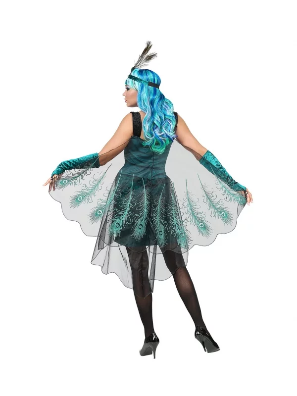 WIDMANN Déguisement Paon Femme, Vert (robe Avec Voiles, Chauffe-bras, Bandeau) 2 WIDMANN Déguisement Paon Femme, Vert (robe Avec Voiles, Chauffe-bras, Bandeau) – Image 2