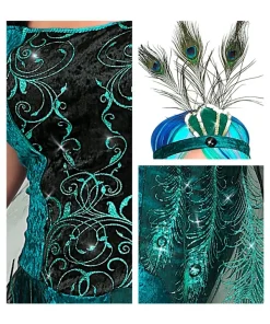 WIDMANN Déguisement Paon Femme, Vert (robe Avec Voiles, Chauffe-bras, Bandeau) 5 WIDMANN Déguisement Paon Femme, Vert (robe Avec Voiles, Chauffe-bras, Bandeau) -Mon deguisement Magasin deguisement paon femme vert robe avec voiles chauffe bras bandeau 2