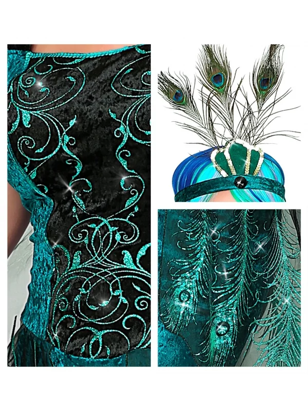 WIDMANN Déguisement Paon Femme, Vert (robe Avec Voiles, Chauffe-bras, Bandeau) 3 WIDMANN Déguisement Paon Femme, Vert (robe Avec Voiles, Chauffe-bras, Bandeau) – Image 3