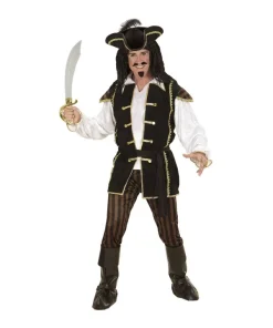 WIDMANN Déguisement Pirate Capitaine Homme (chemise Avec Veston, Pantalon, Ceinture, Chapeau à Plumes, Couvre-bottes) -Mon deguisement Magasin deguisement pirate capitaine homme chemise avec veston pantalon ceinture chapeau a plumes couvre bottes 2