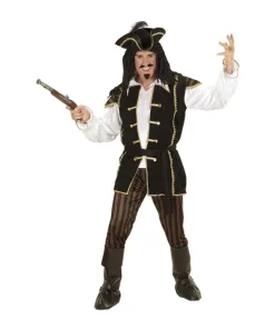 WIDMANN Déguisement Pirate Capitaine Homme (chemise Avec Veston, Pantalon, Ceinture, Chapeau à Plumes, Couvre-bottes)