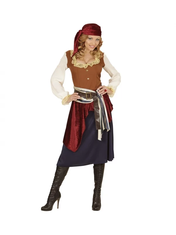 WIDMANN Déguisement Pirate Femme, Boucanière Des Caraïbes (robe, Bandeau, Ceinture, Bandana) 2 WIDMANN Déguisement Pirate Femme, Boucanière Des Caraïbes (robe, Bandeau, Ceinture, Bandana) – Image 2