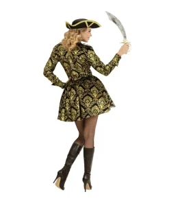 WIDMANN Déguisement Pirate Femme (veste à Motif Jacquard Noir Et Or Avec Top) -Mon deguisement Magasin deguisement pirate femme veste a motif jacquard noir et or avec top 2