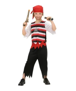 WIDMANN Déguisement Pirate Garçon Rouge Et Noir (la Haut, Le Pantalon, La Bandana, La Ceinture)