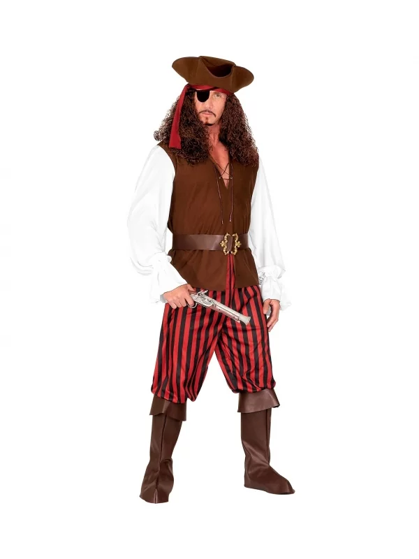WIDMANN Déguisement Pirate Homme (chemise Avec Gilet, Ceinture, Sur-bottes, Bandeau, Chapeau, Cache Oeil) 1 WIDMANN Déguisement Pirate Homme (chemise Avec Gilet, Ceinture, Sur-bottes, Bandeau, Chapeau, Cache Oeil)