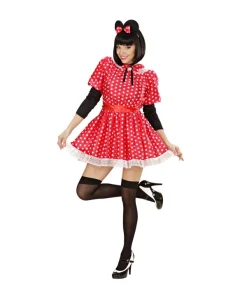 WIDMANN Déguisement Souris Femme Rouge à Pois Blancs (robe, Ceinture, Serre -tête Oreilles)