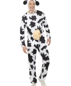 Smiffys Déguisement Vache Adulte (combinaison Avec Pis, Coiffe Avec Cornes Et Oreilles)