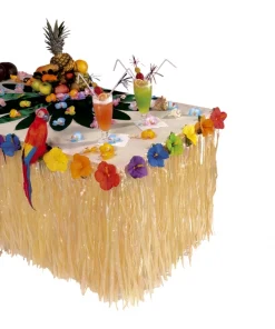 WIDMANN Jupe De Table Tropicale Avec Franges Et Hibiscus