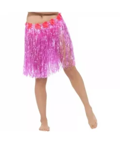 Smiffys Jupe Hawaïenne Hula Rose Fluo Avec Fleurs