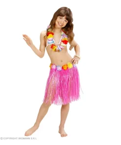 WIDMANN Jupe Hawaienne Rose Fille, Ceinture à Fleurs (40cm) -Mon deguisement Magasin jupe hawaienne rose fille ceinture a fleurs 40cm 2