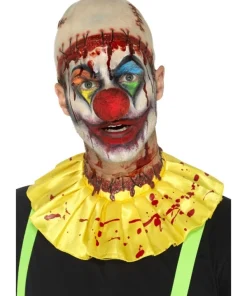Smiffys Kit Instantané Clown Effrayant En Latex, Jaune, Avec Crâne Chauve, Collerette Et Plaie Cou Tranché Attachée