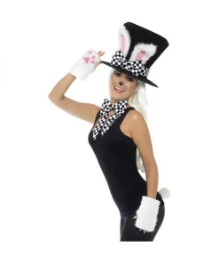 Smiffys Kit Lapin Noir Et Blanc (haut De Forme Avec Oreilles De Lapin, Gants, Noeud-papillon Et Queue)