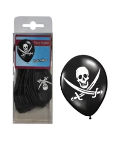 ESPA - Funny Fashion Lot De 12 Ballons Pirate Noir Et Blanc - 25,5 Cm