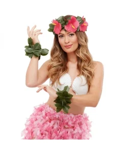 Smiffys Set Hawaïen Vert Et Rose