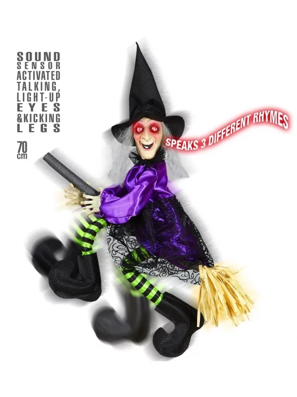 WIDMANN Sorcière Animée Sur Son Balai (parle, Bouge Les Jambes Et Ses Yeux S'illuminent) 1 WIDMANN Sorcière Animée Sur Son Balai (parle, Bouge Les Jambes Et Ses Yeux S'illuminent)