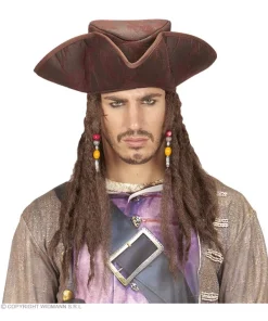 WIDMANN Tricorne Pirate Simili Cuir Avec Cheveux
